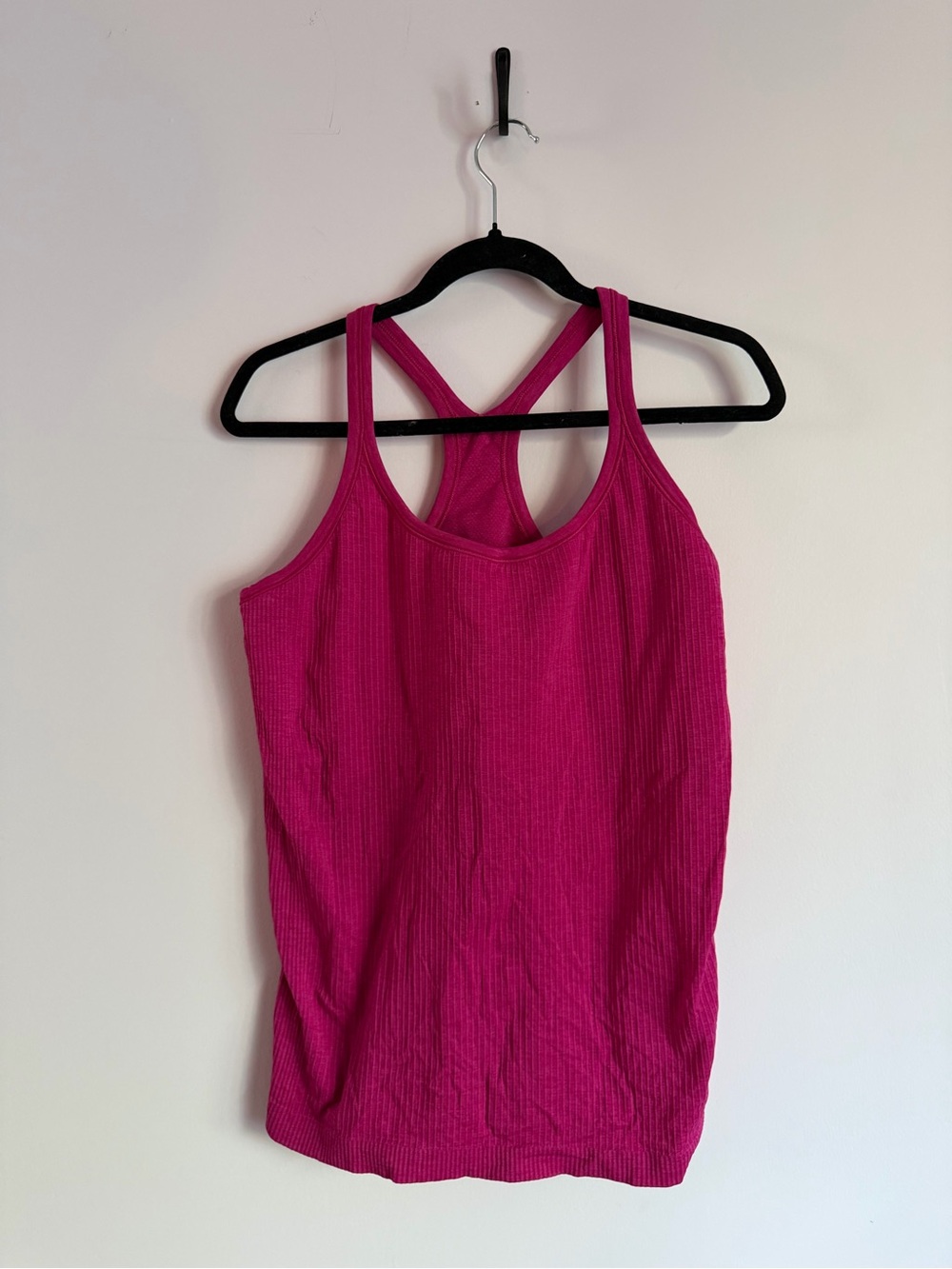 Lululemon Berry Pink Ribbed Racerback Tank Top Built in Bra Ebb to Street 14